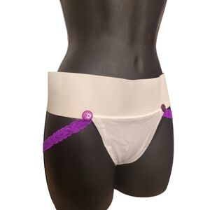 White,Purple Lace Detail Panties. Unique 1 of a Kind Lingire NWT Custom Designs